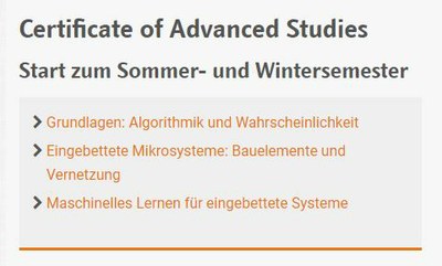 Option CAS: Zukunftstechnologien Eingebettete Mikrosysteme