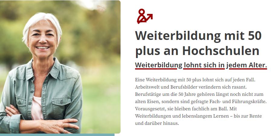 Weiterbildung mit 50 plus an Hochschulen