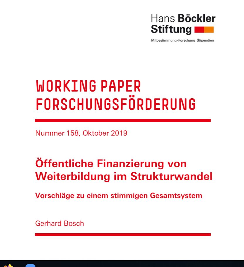 Weiterentwicklung der Weiterbildungsfinanzierung